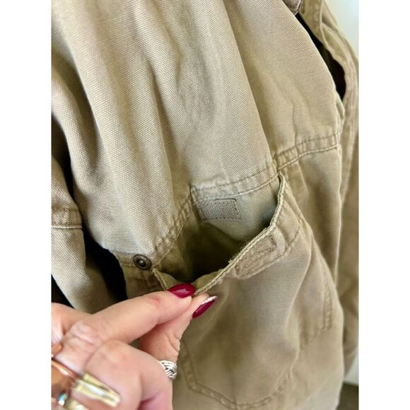 Columbia Brand Utility Jacket Khaki with Brown Lining Men's Large - Picture 6 of 7